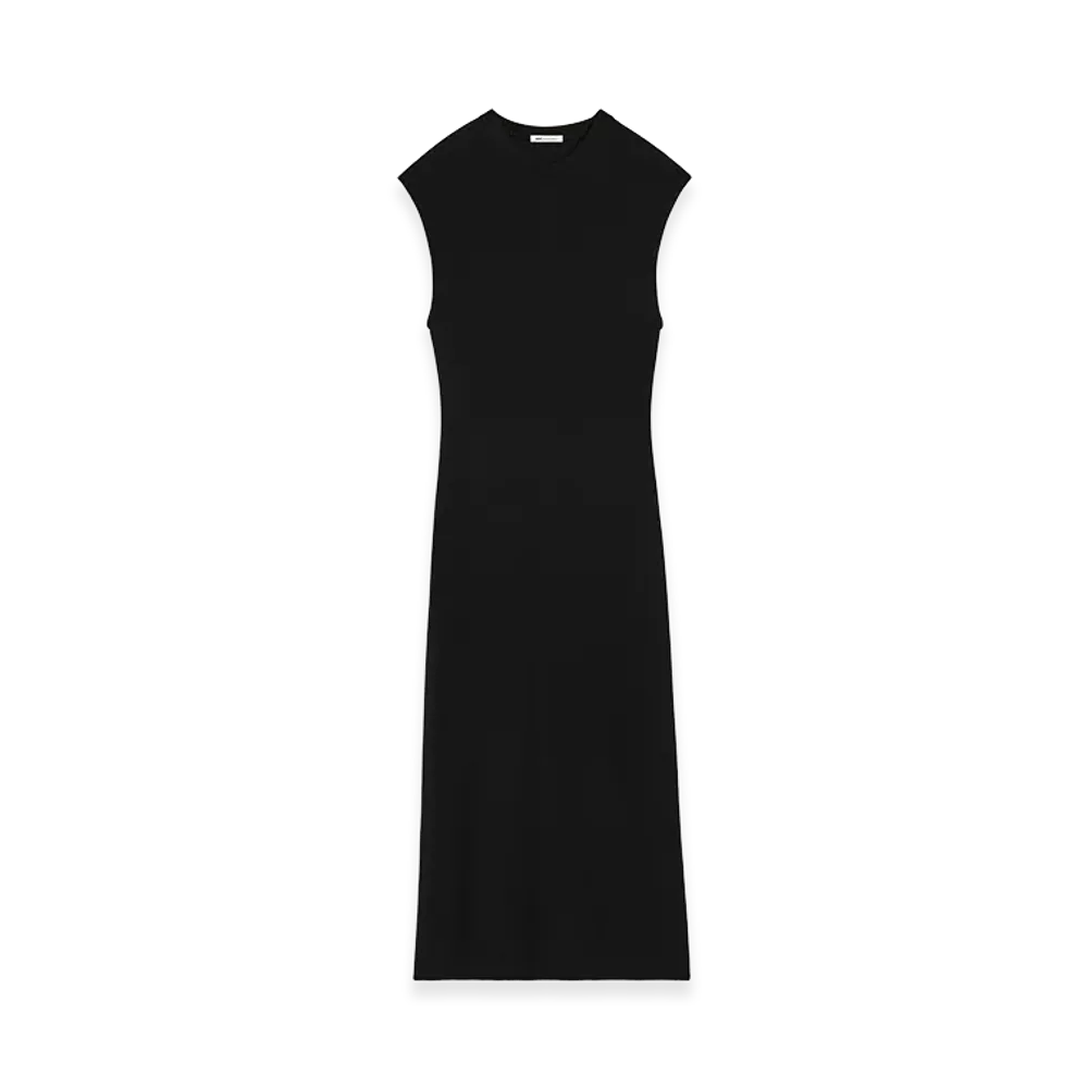 AMI PARIS Jersey Sleeveless Fitted Long Dress "Black"
