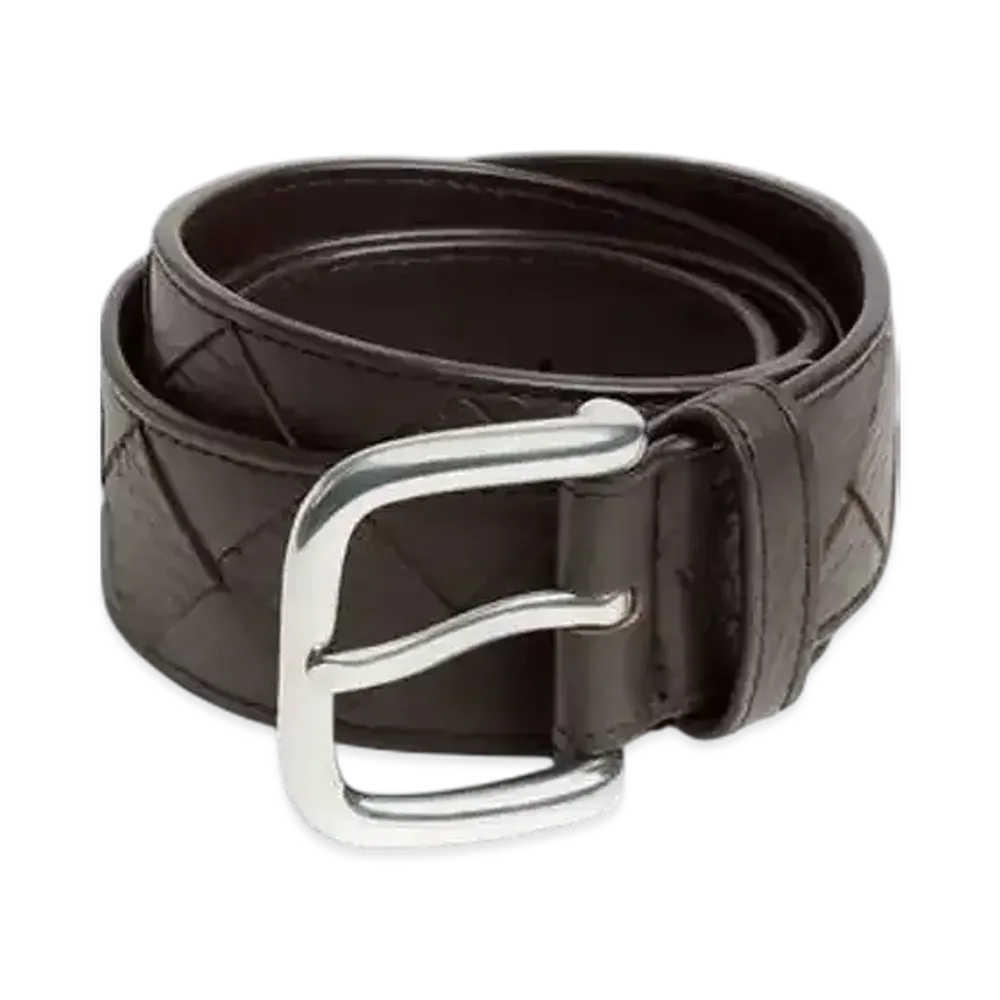 Bottega Veneta Intrecciato Taurillon Belt "Fondente"
