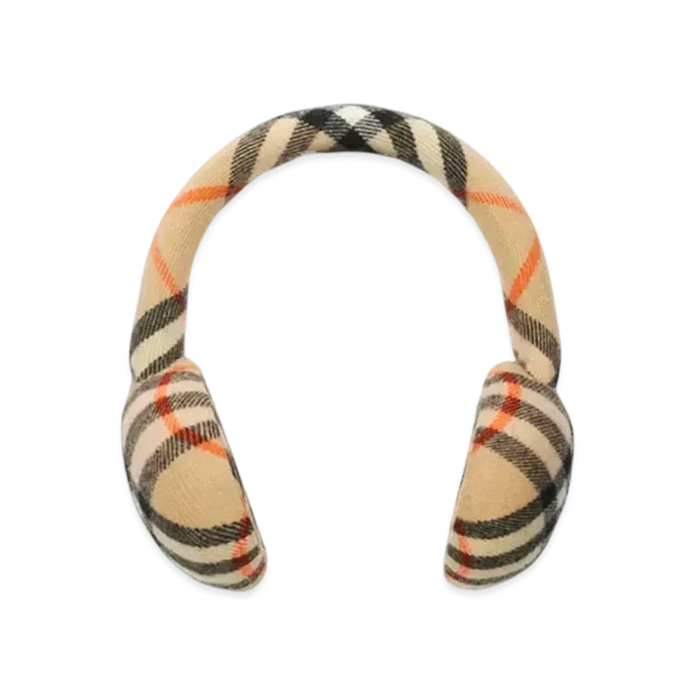 Burberry Check Wool Earmuffs "Sand"
