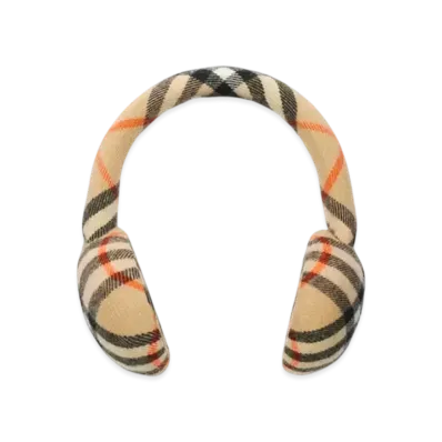 Burberry Check Wool Earmuffs "Sand"