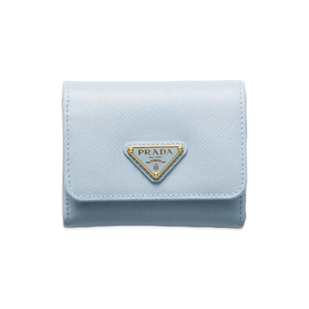 PRADA Saffiano Leather Wallet "Light Blue"