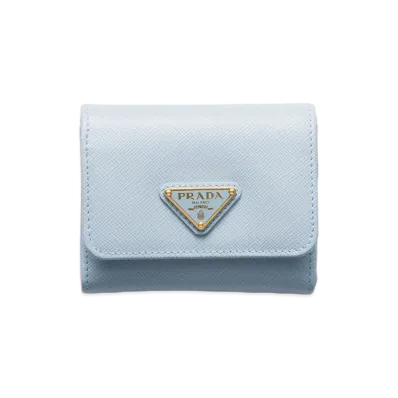 PRADA Saffiano Leather Wallet "Light Blue"
