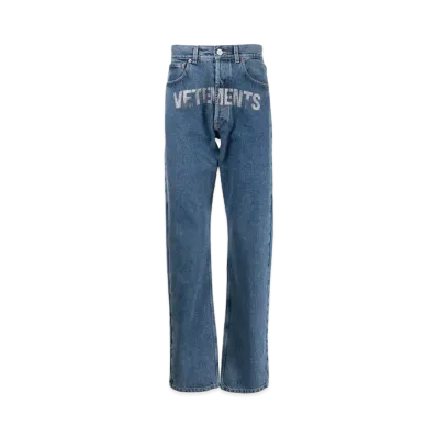 VETEMENTS Studs Logo Straight Jeans "Denim"