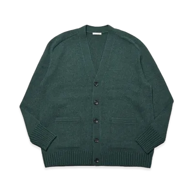 HEUGN Clark Middle Gauge Cashmere Wool Cardigan "Green"