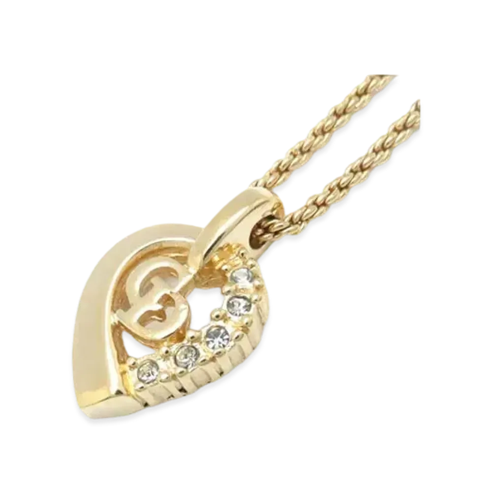Dior CD Logo Rhinestone Necklace "Gold"