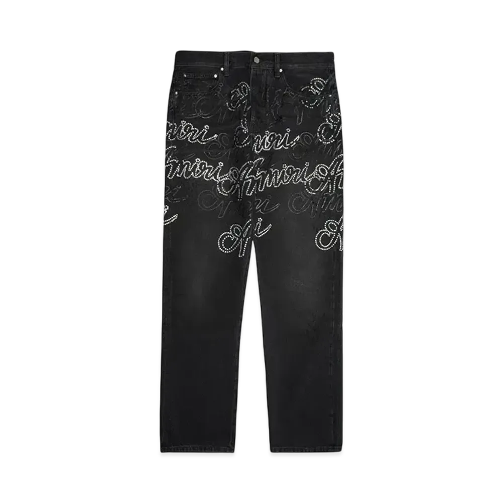 AMIRI SCRIPT CRYSTAL STRAIGHT "VINTAGE BLACK"