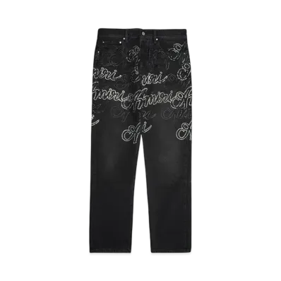 AMIRI SCRIPT CRYSTAL STRAIGHT "VINTAGE BLACK"
