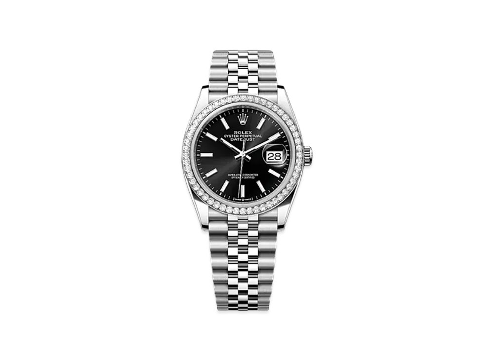 ROLEX Datejust 36 Oystersteel & White Gold Diamonds "Black"