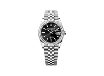 ROLEX Datejust 36 Oystersteel & White Gold Diamonds "Black"