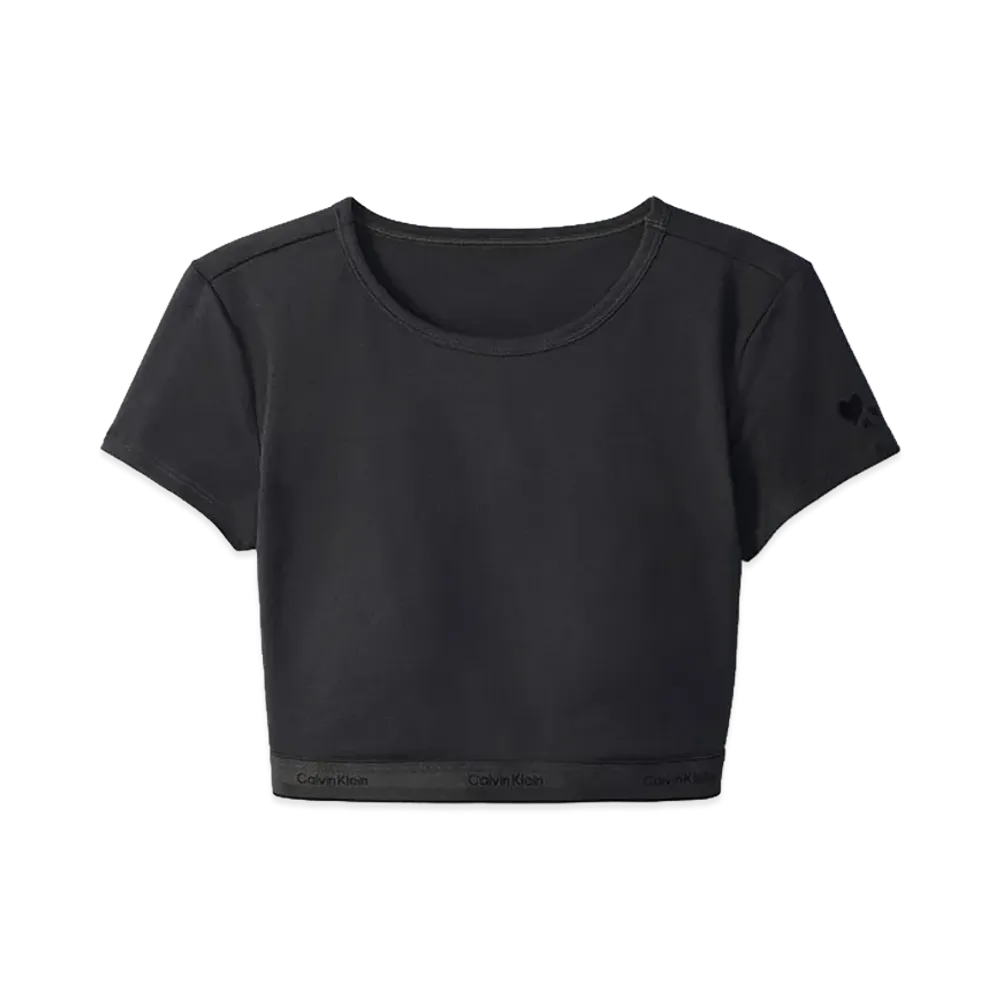 Calvin Klein x Jung Kook of BTS Women's Heritage Cotton Lightly Lined T-Shirt Bralette "Peat Black"