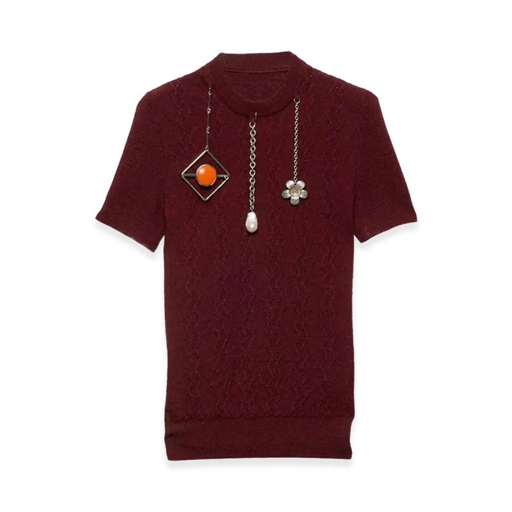 PRADA Women's Charms Sweater "Bordeaux"