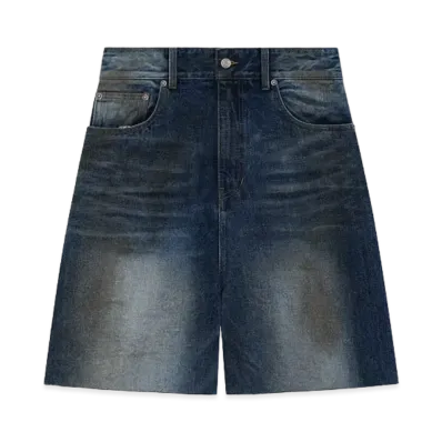 WE11DONE Oil Coated Denim Shorts "Navy"