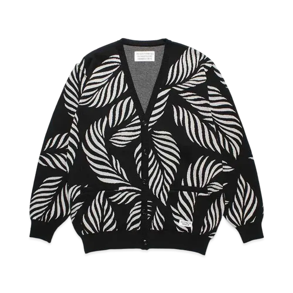WACKO MARIA Leaf Jacquard Cardigan "Gray"