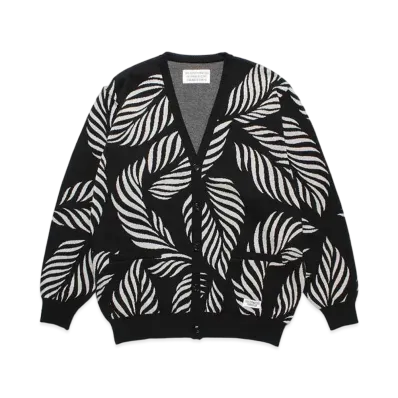 WACKO MARIA Leaf Jacquard Cardigan "Gray"