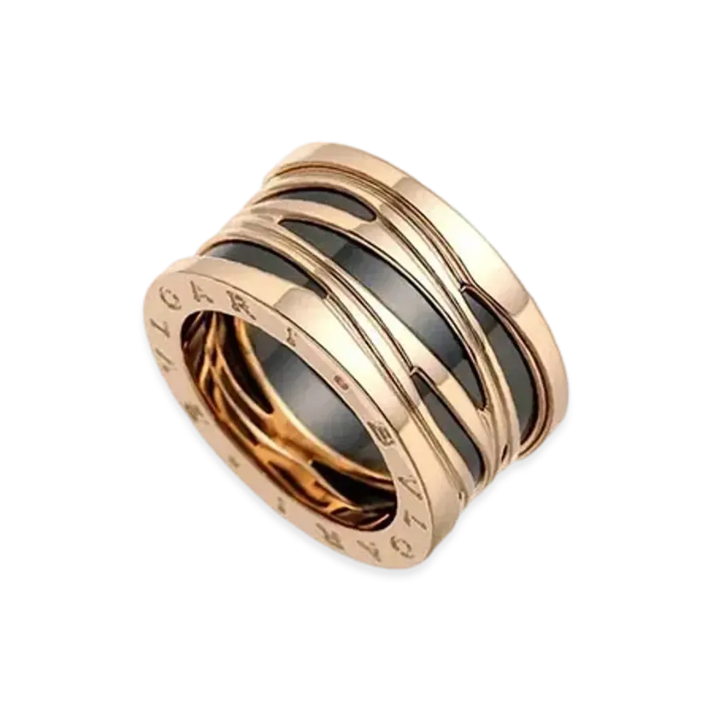 BVLGARI B.Zero1 Design Legend 4 Band Ring 18K "Black/Pink Gold"