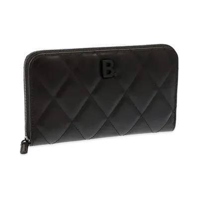 BALENCIAGA B Logo Quilting Zip Around Wallet "Black"