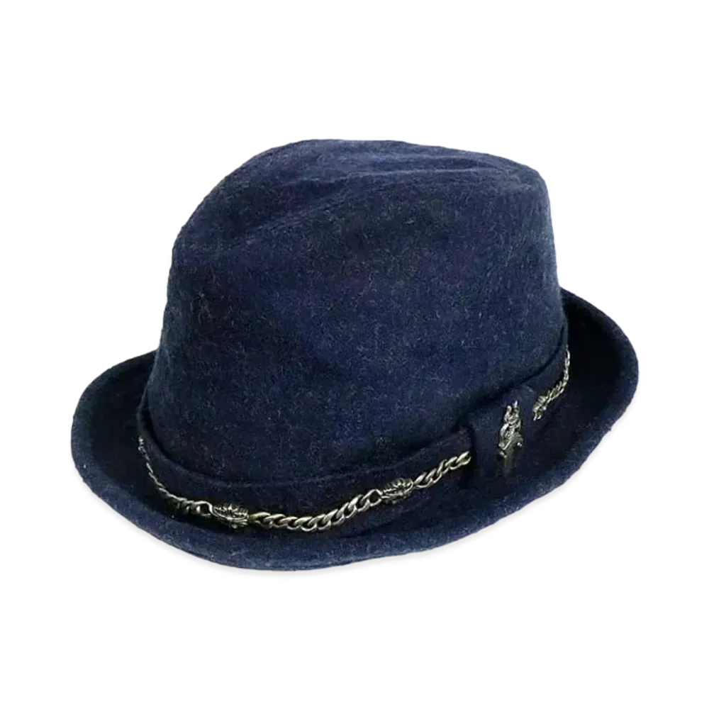 Chrome Hearts Dagger Keeper Chain Fedora Hat "Navy"