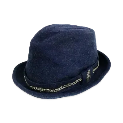 Chrome Hearts Dagger Keeper Chain Fedora Hat "Navy"