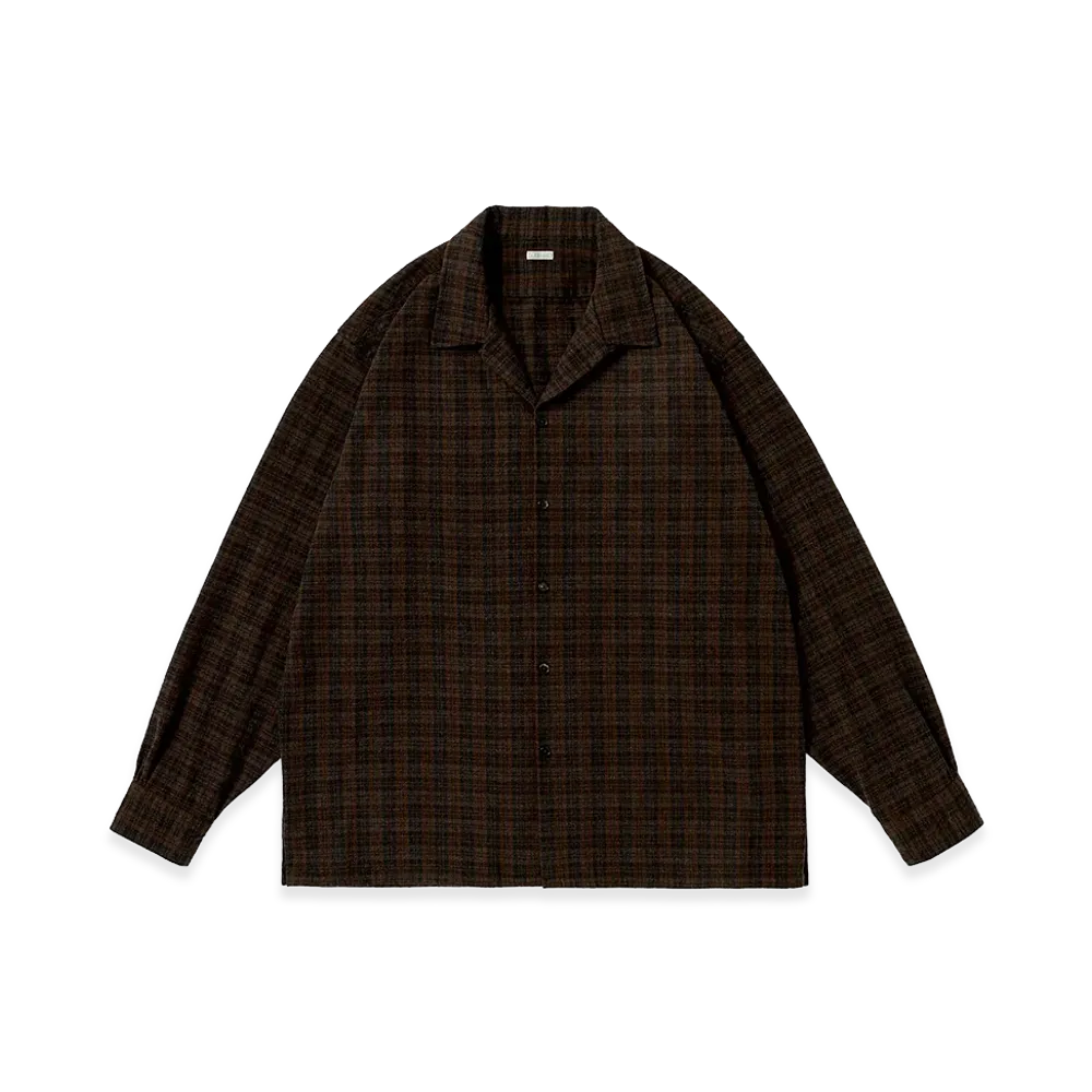 A.PRESSE Silk Nep Loop Collar Shirt "Brown"