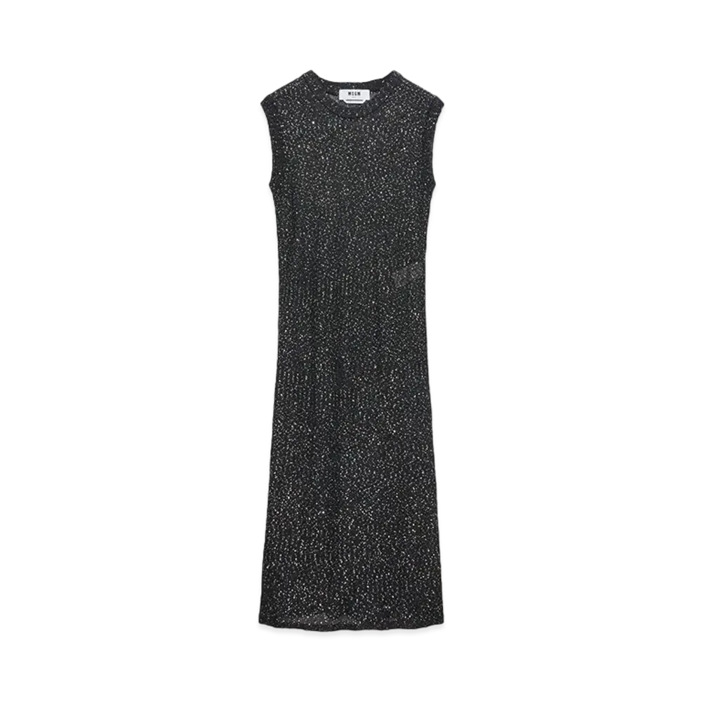 MSGM Glitter Knit Midi Dress "Black"
