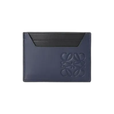 LOEWE Brand Plain Cardholder In Classic Calfskin "Midnight Blue"