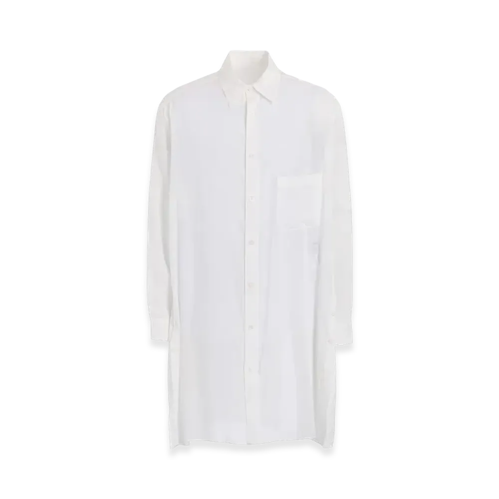 Yohji Yamamoto POUR HOMME White 80 Modal Lawn Back Paneled Slit Blouse "Off White"