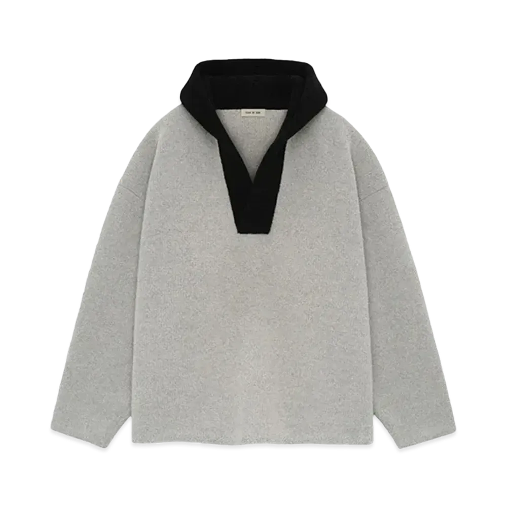 FEAR OF GOD ESSENTIALS Merino Boucle Polo Hoodie "Dove Grey"
