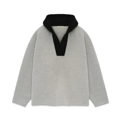 FEAR OF GOD ESSENTIALS Merino Boucle Polo Hoodie "Dove Grey"