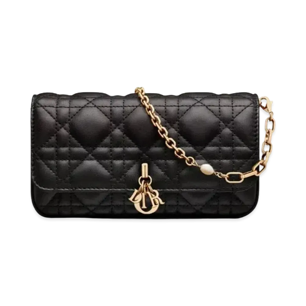 Dior Lady Phone Pouch Cannage Lambskin "Black"