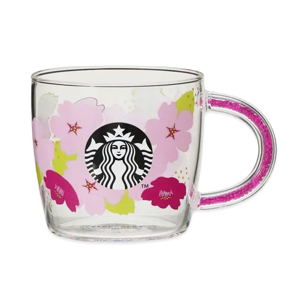 STARBUCKS SAKURA 2024 Bead handle heat resistant glass mug 296ml "Clear"