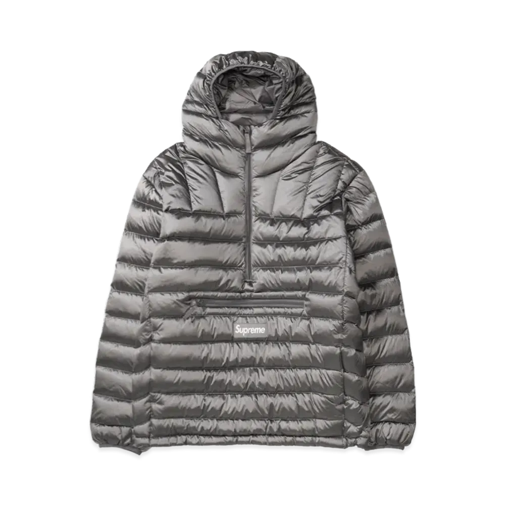Supreme Micro Down Half Zip Hooded Pullover "Silver"