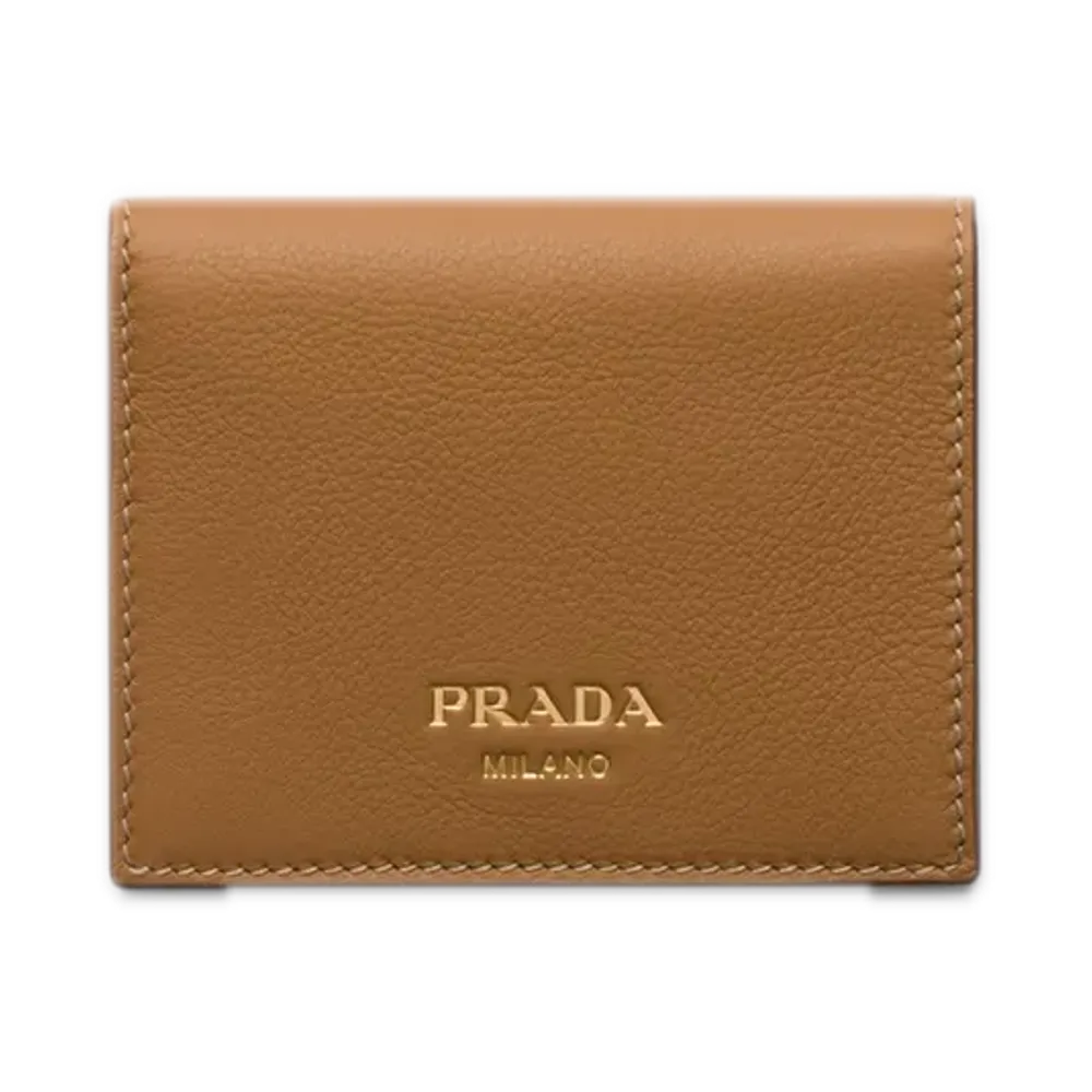 PRADA Soft Grain Leather Wallet "Camel"