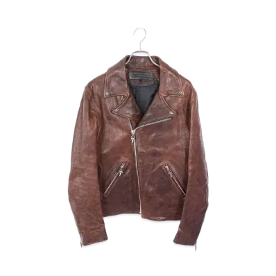 Chrome Hearts Basic Moto Dagger Zip Riders Leather Jacket "Brown"