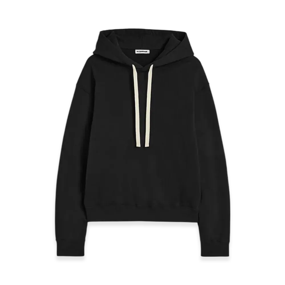 Jil Sander Cotton Terry Hooded Sweatshirt "Black"