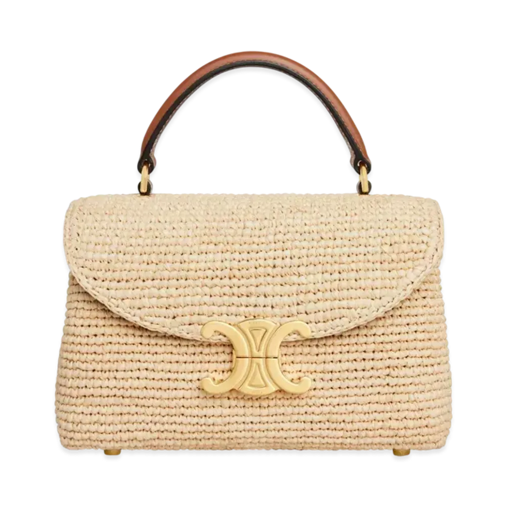 CELINE Teen Nino Bag in Raffia and Calfskin "Natural/Tan"