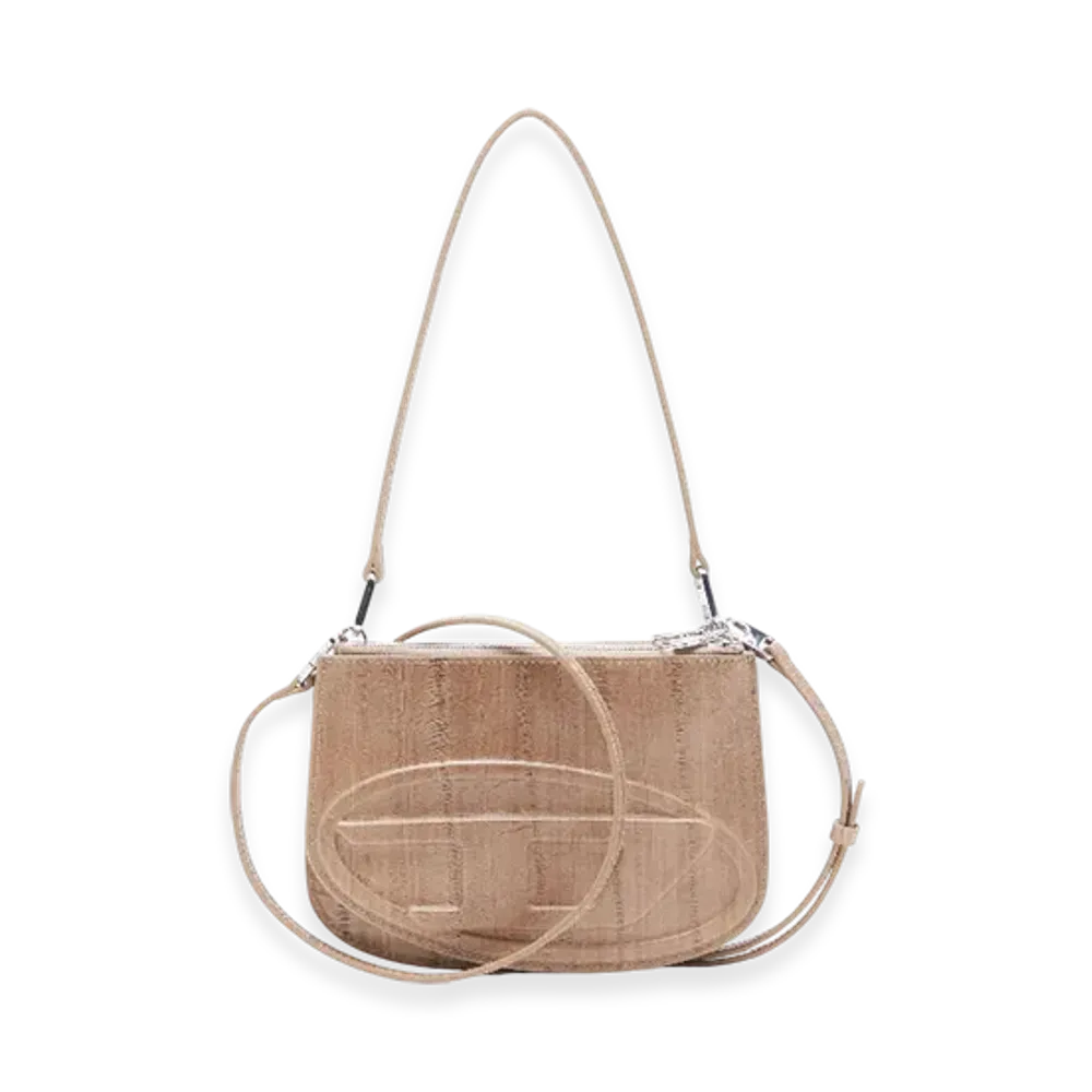 Diesel 1Dr Twin 1Dr Twin-Double-Pouch Shoulder Bag In Printed Leather "Light Brown"