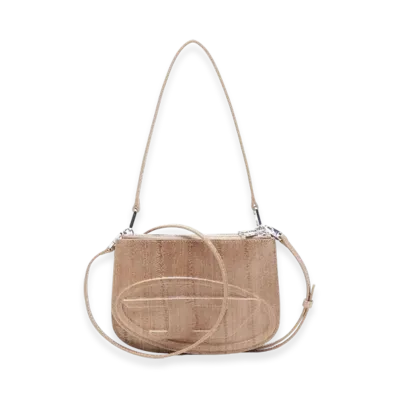 Diesel 1Dr Twin 1Dr Twin-Double-Pouch Shoulder Bag In Printed Leather "Light Brown"