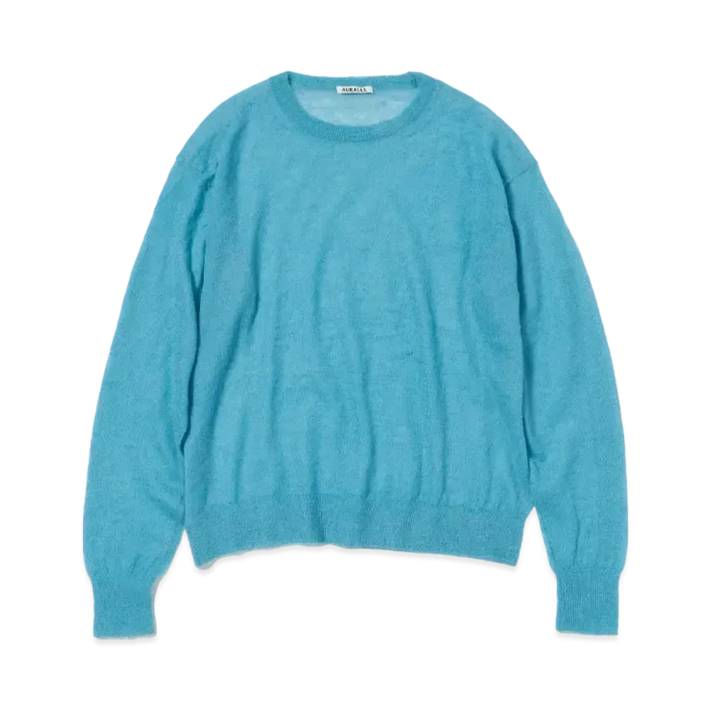 AURALEE Kid Mohair Sheer Knit P/O "Light Green"