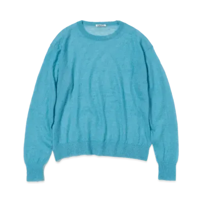 AURALEE Kid Mohair Sheer Knit P/O "Light Green"