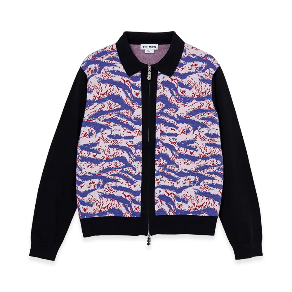 TTT MSW Tiger Camo Zip Up Knit Polo "Purple"