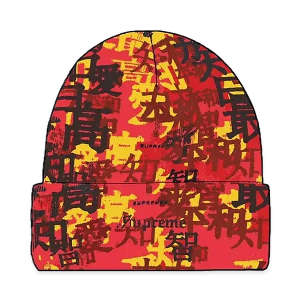 Supreme Kanji Camo Beanie "Red"