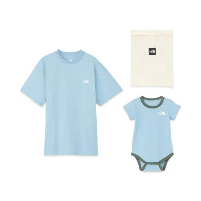 The North Face Cr S/S Tee & Baby Rompers Set "Steel Blue"