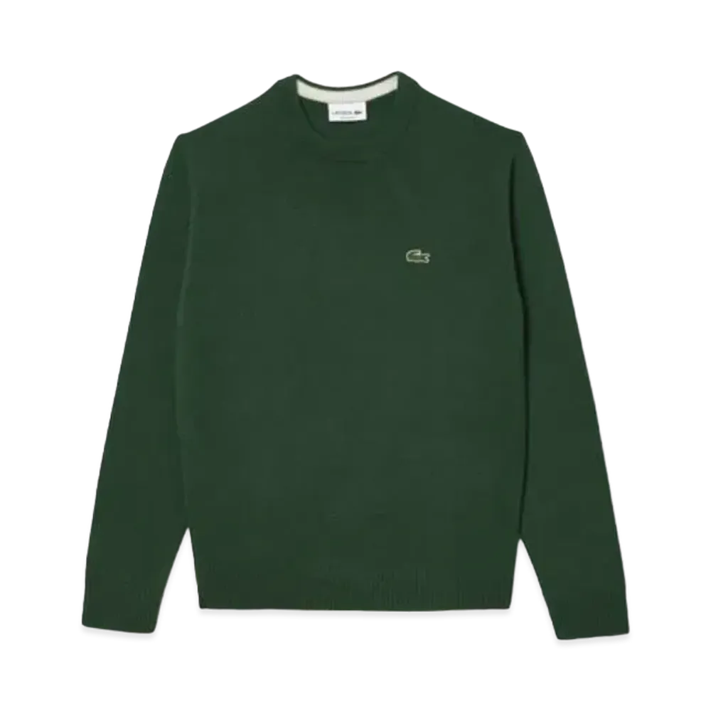LACOSTE Sustainable Wool Knit One Point Sweater "Green"