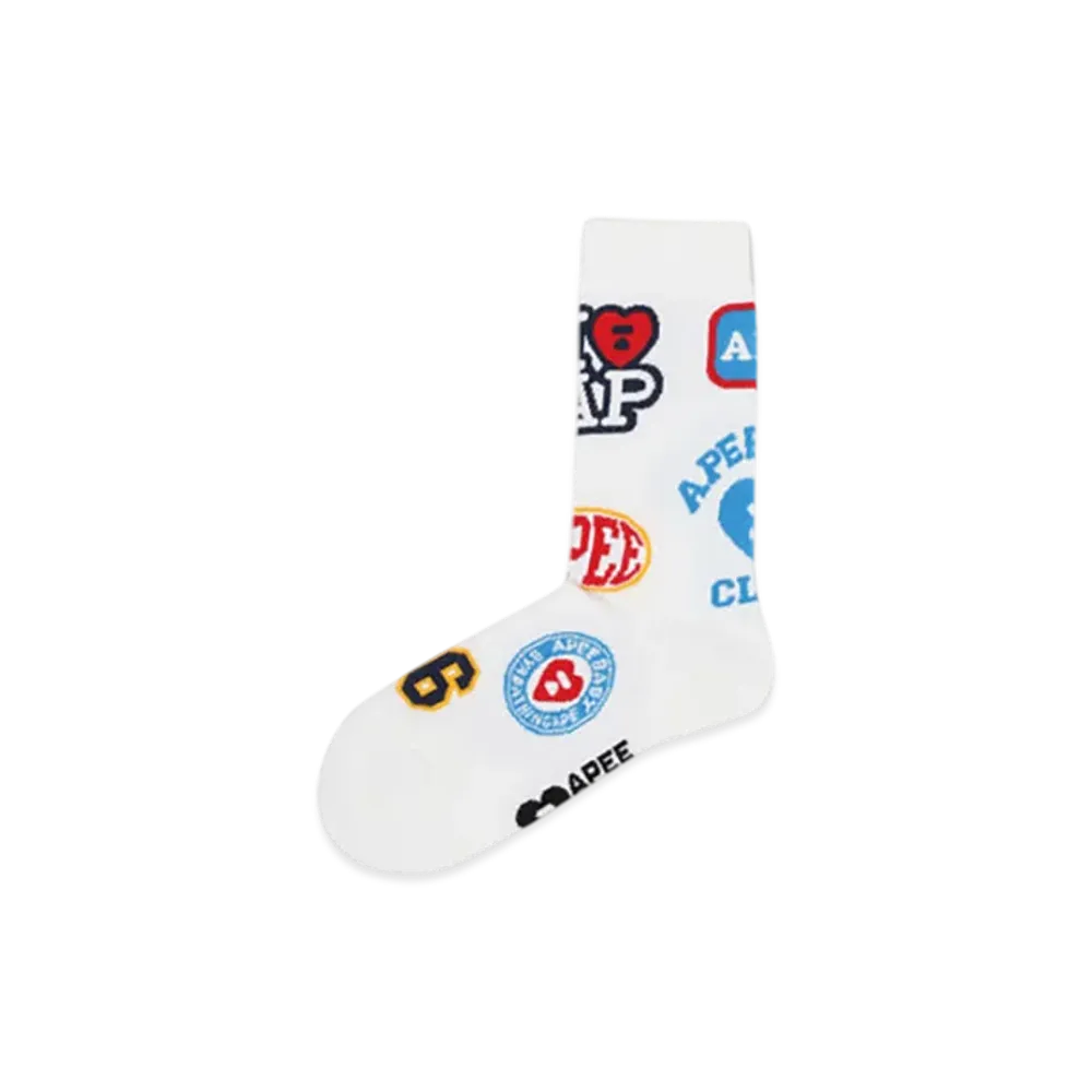 A BATHING APE APEE Jacquard Graphic Socks #7 "White"