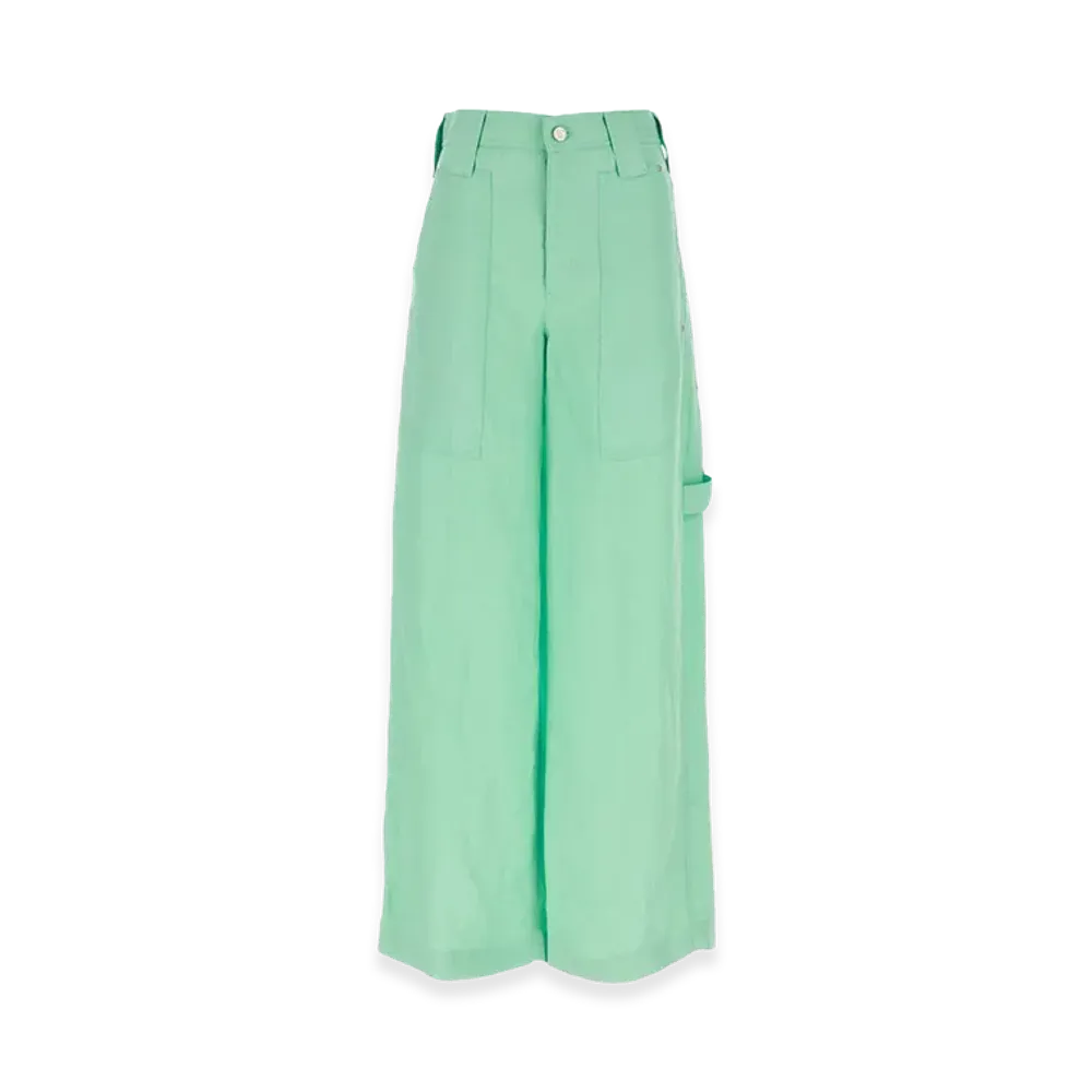 STELLA McCARTNEY Women's Mint Twill Wide-Leg Pant "Green"