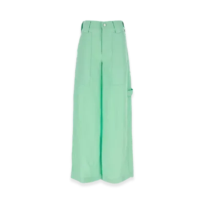 STELLA McCARTNEY Women's Mint Twill Wide-Leg Pant "Green"