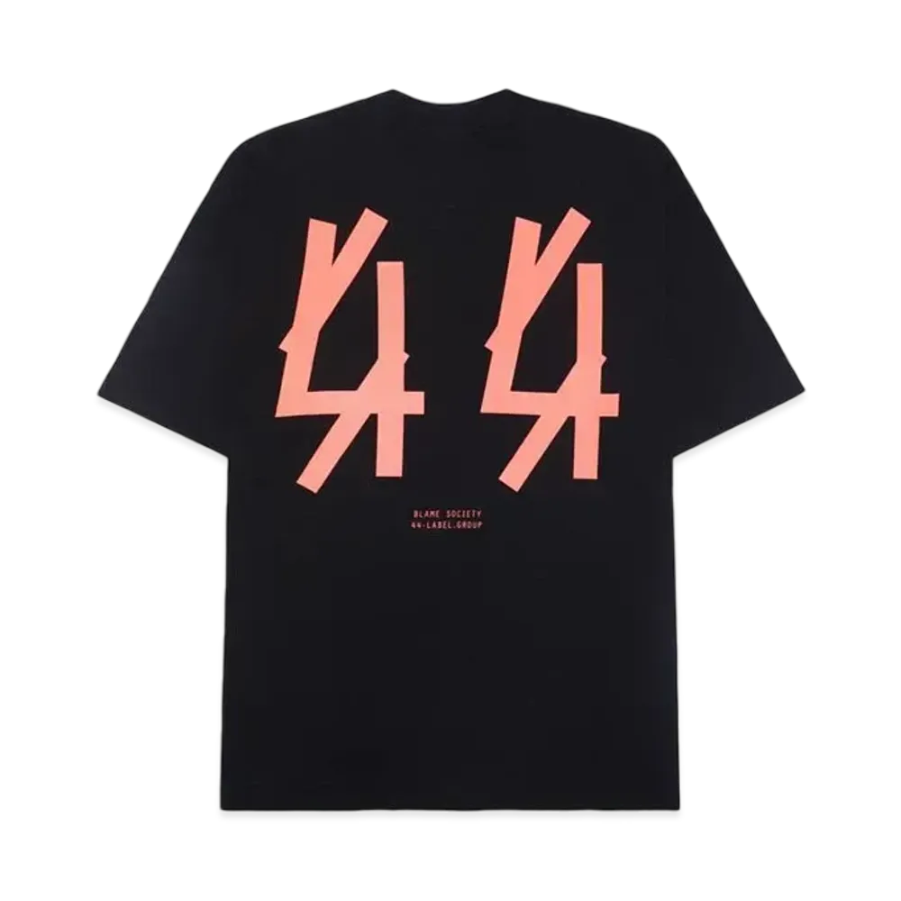 44 LABEL GROUP MASTER TEE JERSEY 16/1 BLACK + 44 SOLID NEON PRINT "BLACK"