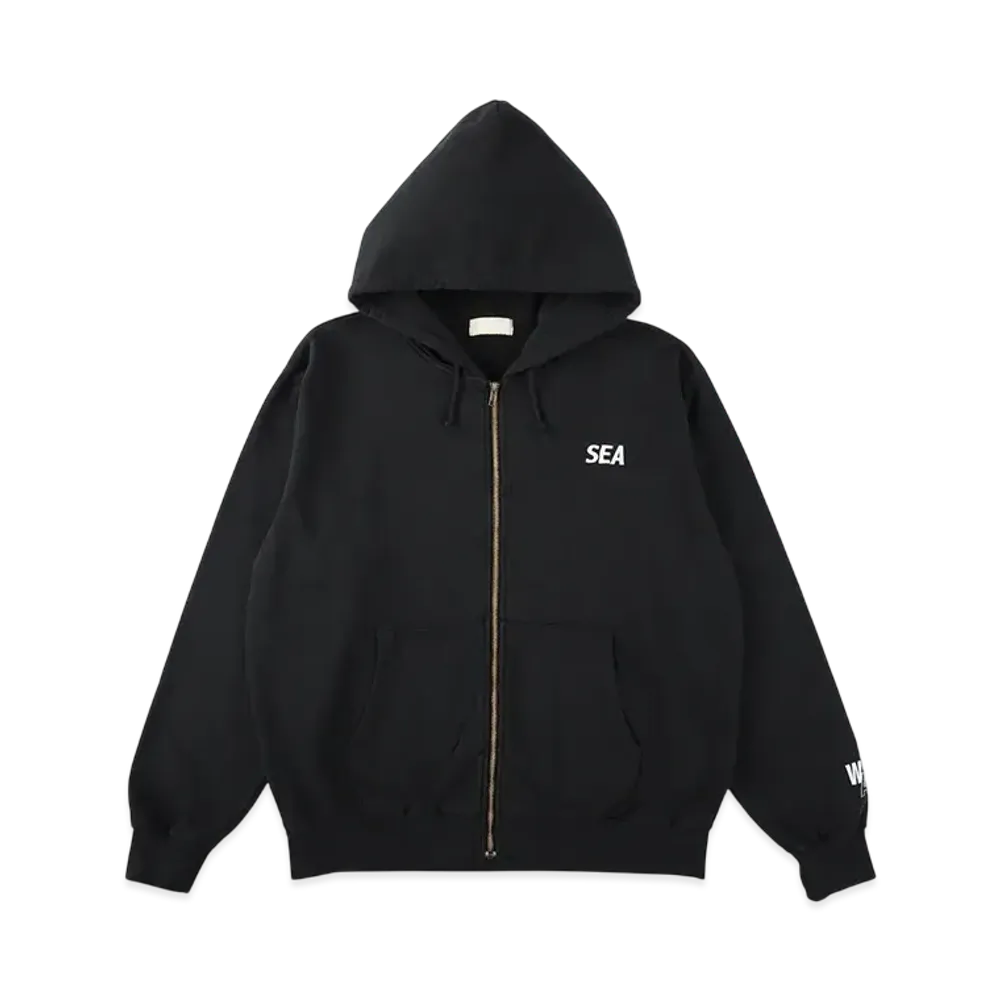 WIND AND SEA Glitch Limited Edition Black Over Dye Zip-up Hooded Sweatshirt "Black_Wh"