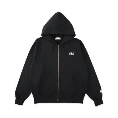 WIND AND SEA Glitch Limited Edition Black Over Dye Zip-up Hooded Sweatshirt "Black_Wh"