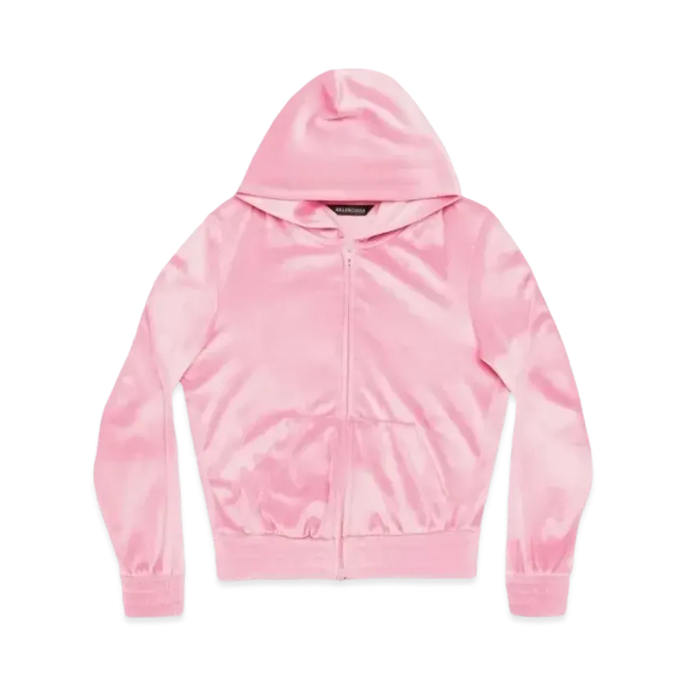 BALENCIAGA BB Paris Strass Zip Up Hoodie Fit "Pink"